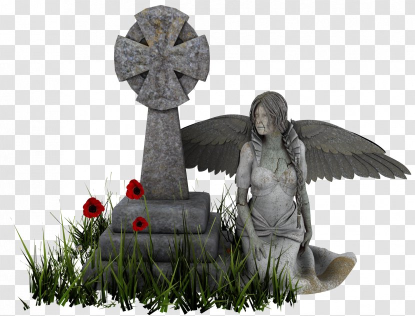 Angels Sculpture Statue - Angel On Cemetery Transparent PNG