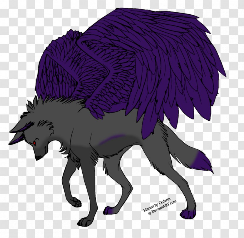 Canidae Black Wolf Australian Shepherd Eastern Clip Art - Purple - Winged Drawings Transparent PNG