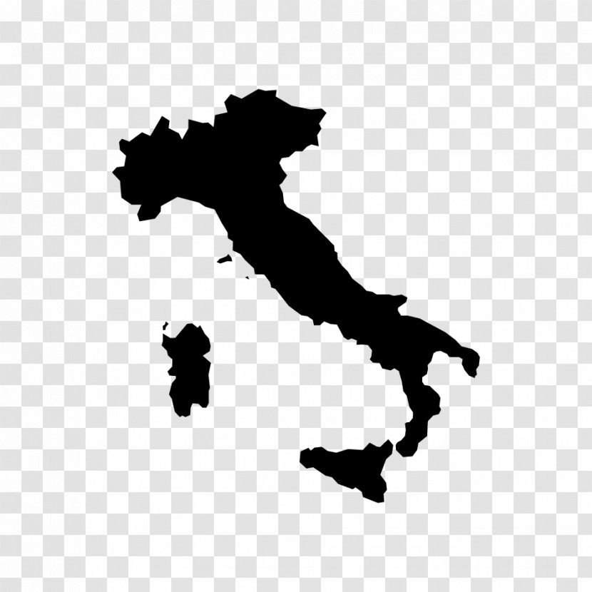 Italy Map Clip Art - Monochrome Transparent PNG