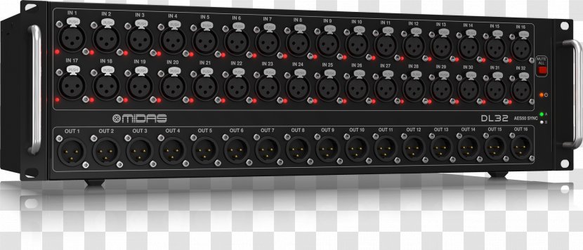 Microphone Midas Consoles DL16 Audio Mixers Digital Mixing Console - Stage Box Transparent PNG