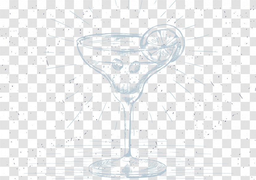 Martini Wine Glass Champagne - Hand Painted Blueberry Milk Tea Transparent PNG
