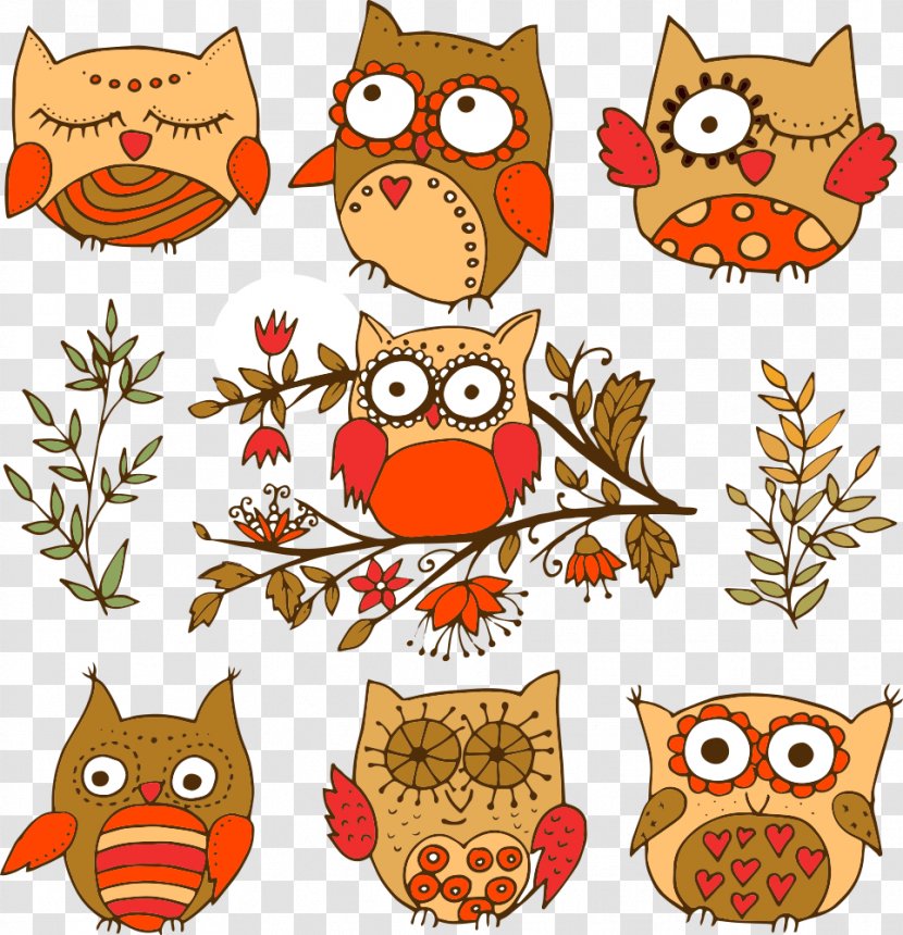 Owl Orangutan Horse - Monkey - Vector Color Cartoon Owls Transparent PNG