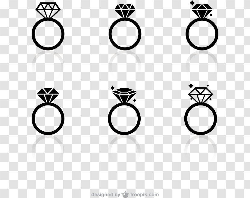 Engagement Ring Diamond Wedding - Black And White - Fashion Transparent PNG