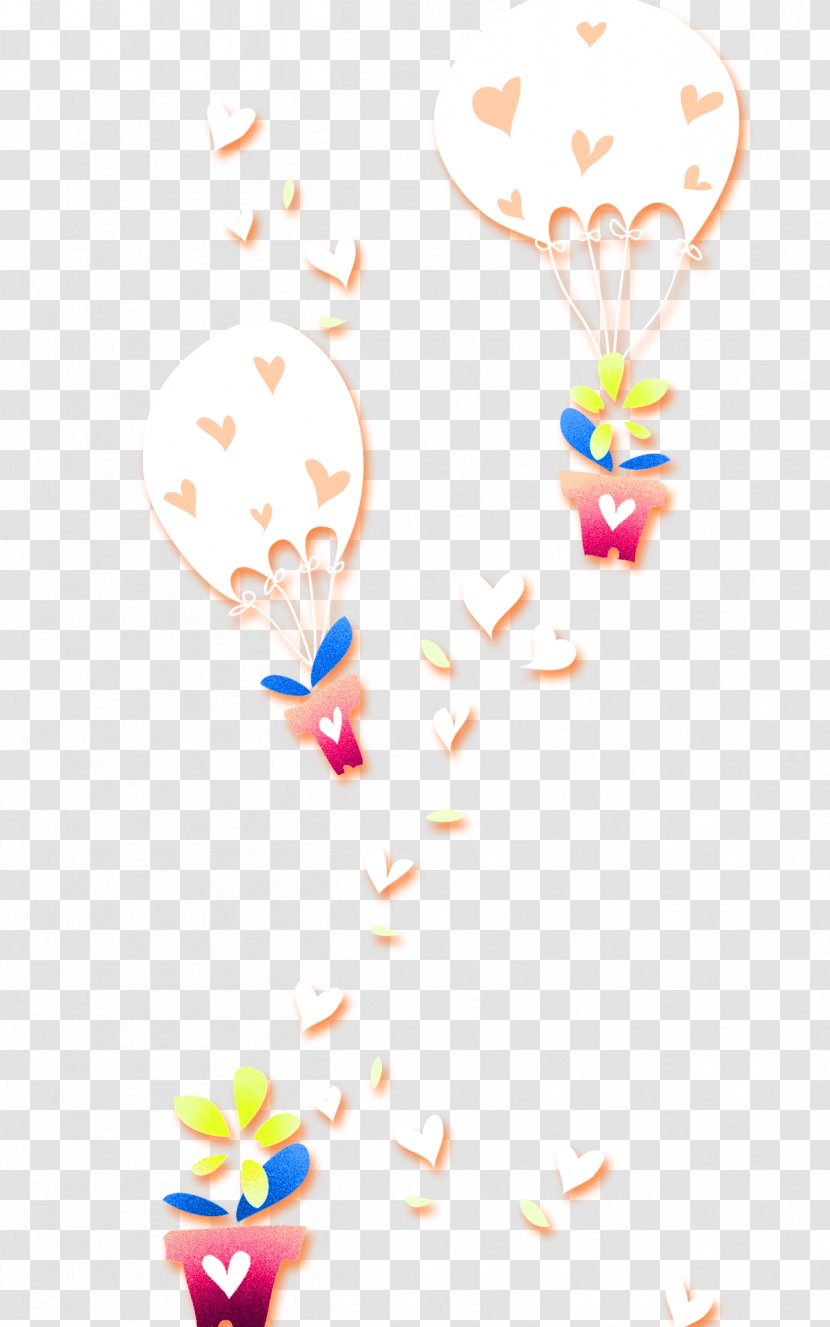 Euclidean Vector - Chart - Cartoon Potted Parachute Love Floating Material Transparent PNG