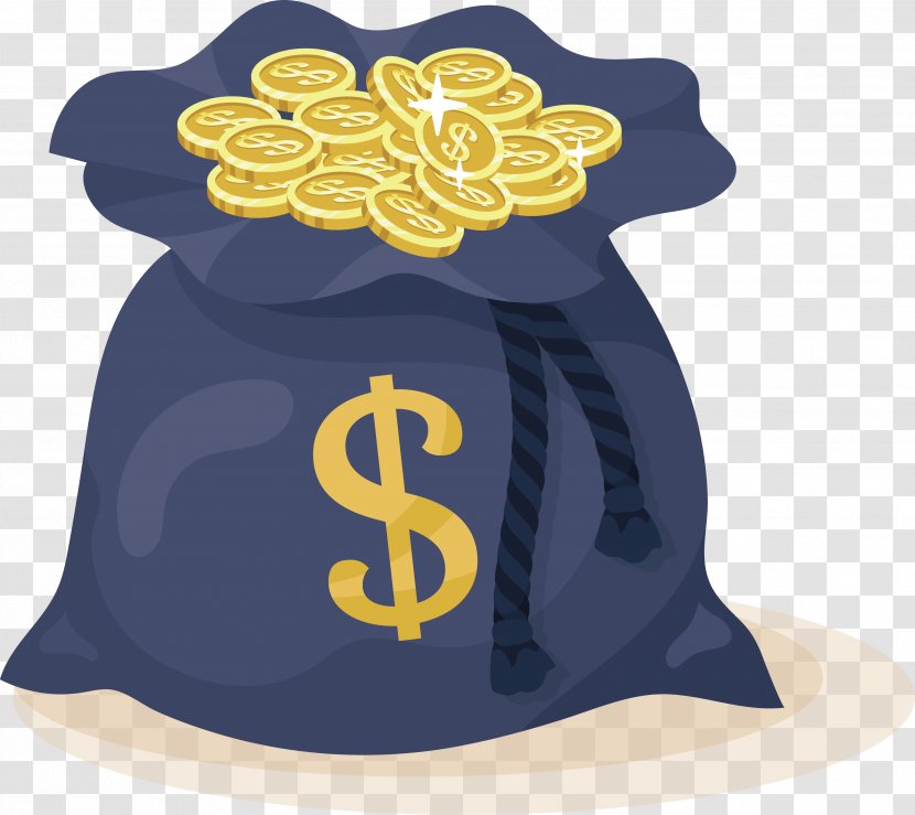 Money Bag Coin - Purse - Blue Gold Transparent PNG