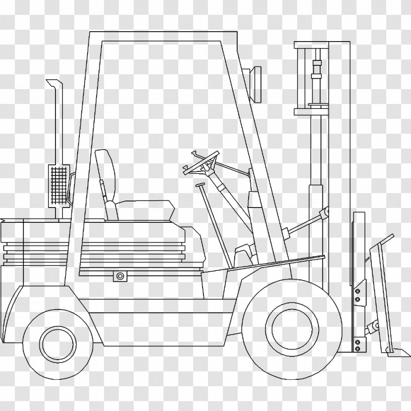 Forklift Drawing Computer-aided Design Building Information Modeling Diagram - Electric Motor - Fork Sketch Transparent PNG