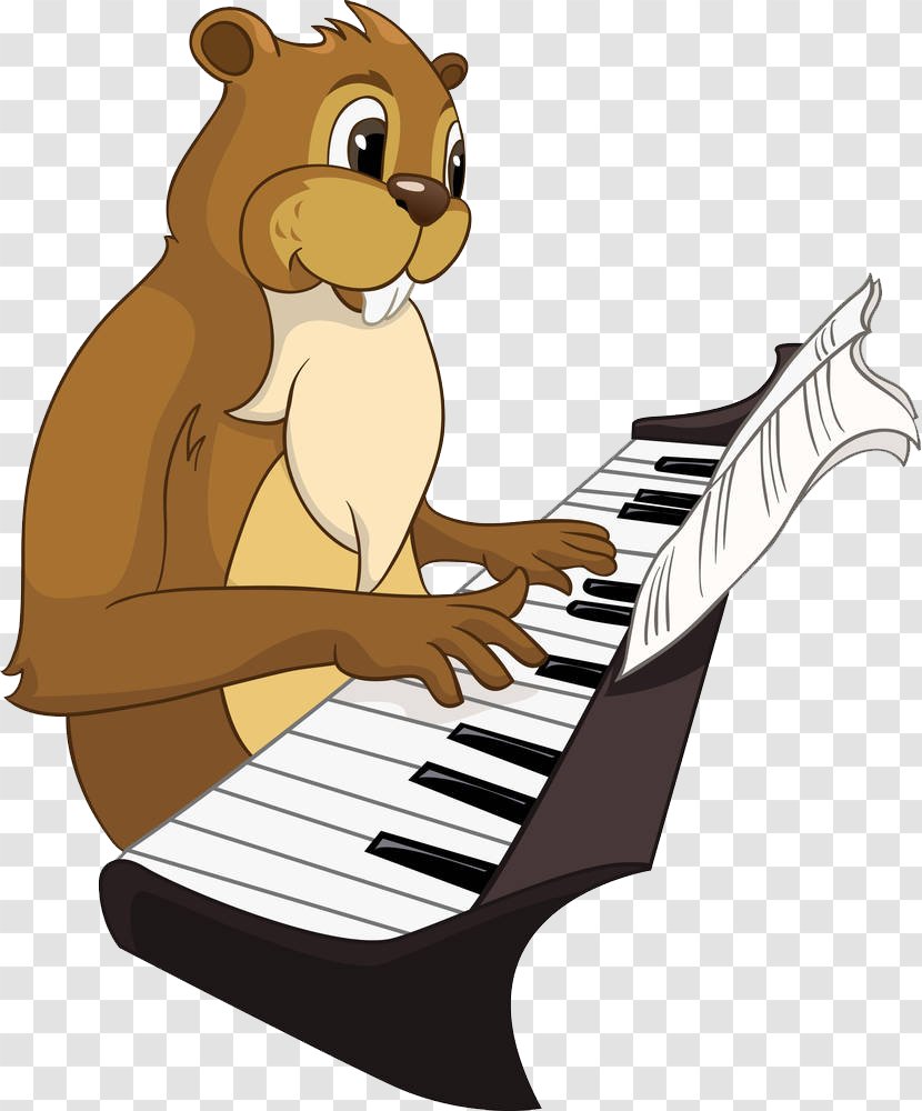 Piano Cartoon Illustration - Frame - A Rabbit Playing The Score Transparent PNG