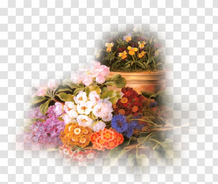 Floral Design Oil Painting Canvas Print Artist - Johan Laurentz Jensen Transparent PNG