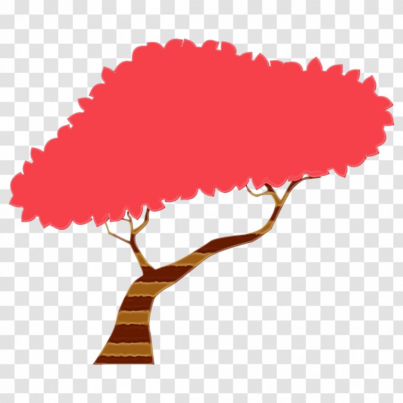 Red Pink Tree Leaf Plant - Wet Ink Transparent PNG