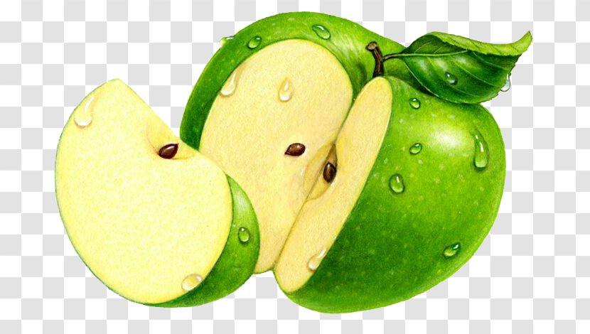 Granny Smith Apple Illustration - Diet Food - Fresh Green Transparent PNG