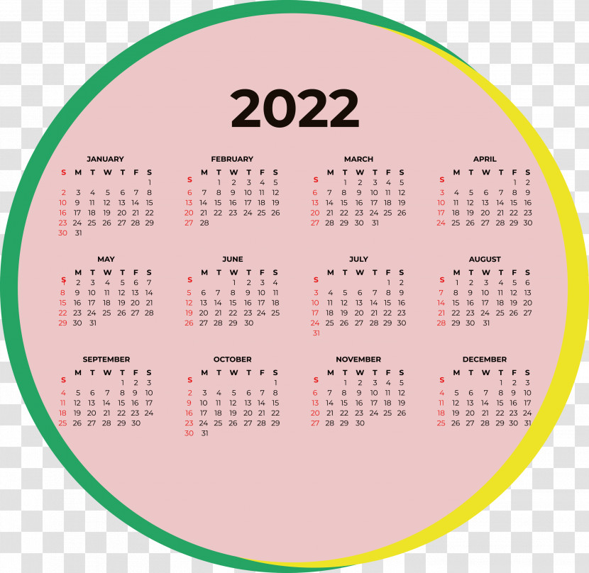 2022 Calendar 2022 Printable Yearly Calendar Printable 2022 Calendar Transparent PNG