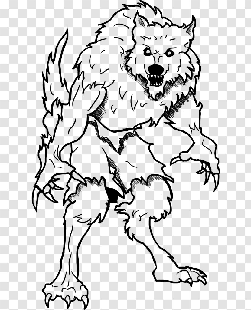 Coloring Book Werewolf Child Line Art - White - Kids Transparent PNG