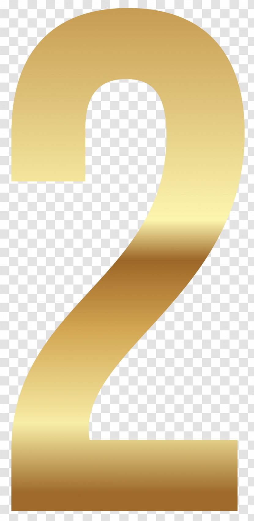 Yellow Angle Font - Golden Number Two Clipart Image Transparent PNG