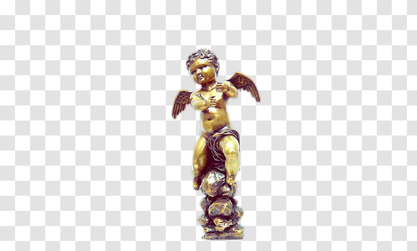 Sculpture Angel - Figurine - Gold Material Doll Transparent PNG