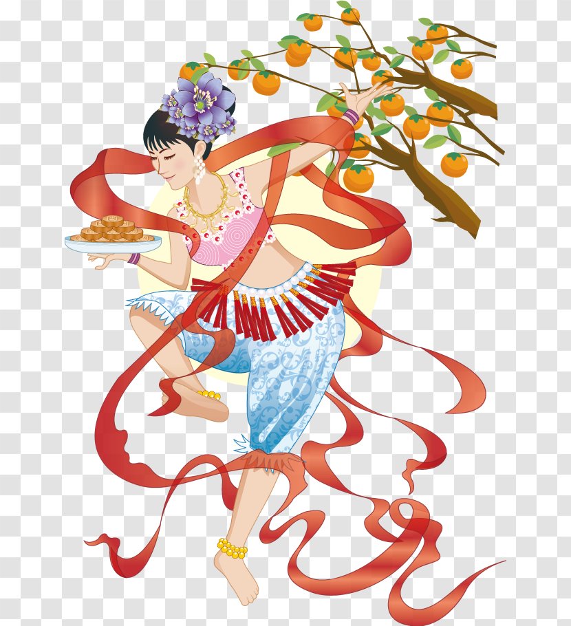 Change Mid-Autumn Festival Cuu1ed9i Lion Dance - Fictional Character - Fairy Send Moon Cake Transparent PNG