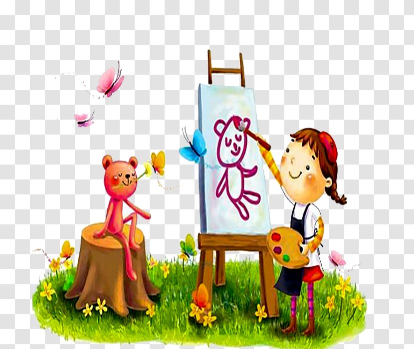 Child Painting Art Drawing Wallpaper - Flower - Baby Bear Transparent PNG