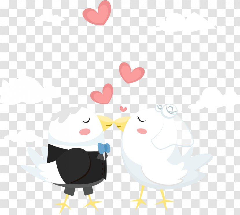Lovebird Chicken Clip Art - Vertebrate - Vector Chick Kiss Transparent PNG