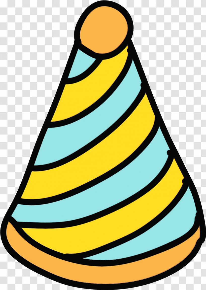 Birthday Hat Cartoon - Wet Ink - Cone Yellow Transparent PNG