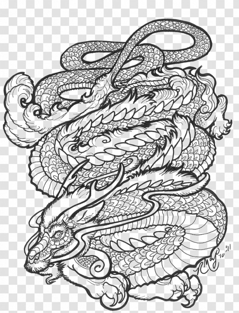 Creative Haven Chinese Designs Coloring Book Line Art Dragon - Organism Transparent PNG