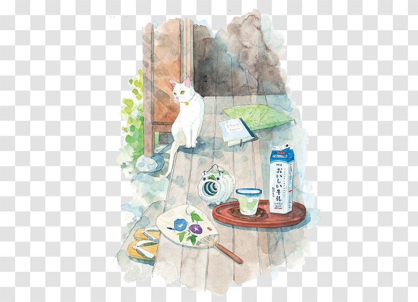 Breakfast Soy Milk Illustration - Paint - Cats And Transparent PNG