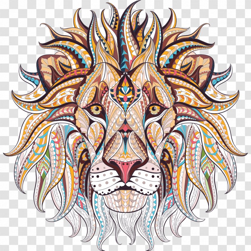 Lion Adult Coloring Book: Stress Relieving Patterns Animal Designs - Art Transparent PNG