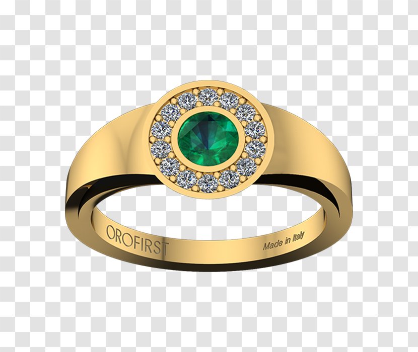 Engagement Ring Diamond Emerald Gold - Orofirst Fiumicino Transparent PNG