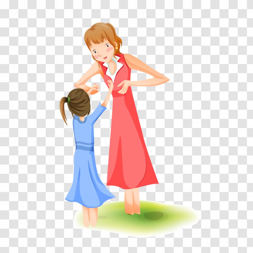Mother Woman Cartoon Illustration - Tree - Characters Child Material Free To Pull Transparent PNG