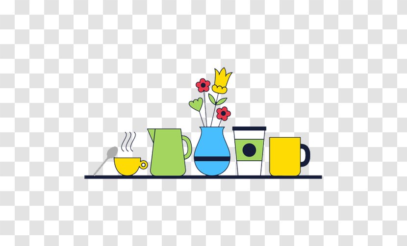 Coffee Table Euclidean Vector - Area - Flower Vase Kettle Cups Transparent PNG
