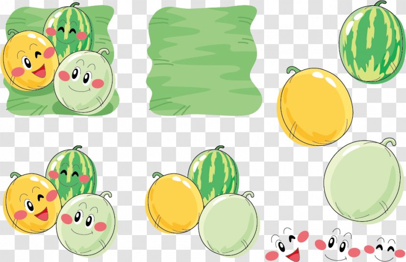 Hami Melon Illustration - Fruit - Three Expression Vector Transparent PNG