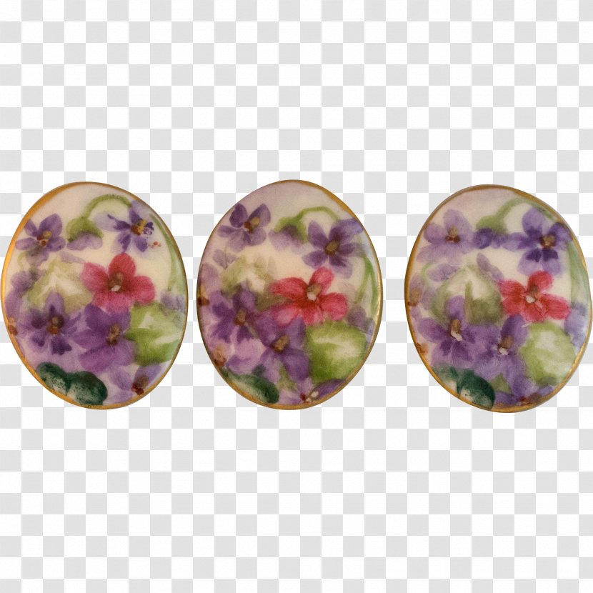 Cufflink Purple - Hand-painted Flowers Picture Material Transparent PNG