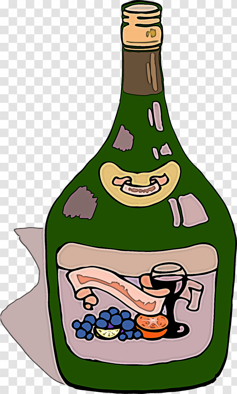 Bottle Cartoon Wine Bottle Drink Glass Bottle Transparent PNG