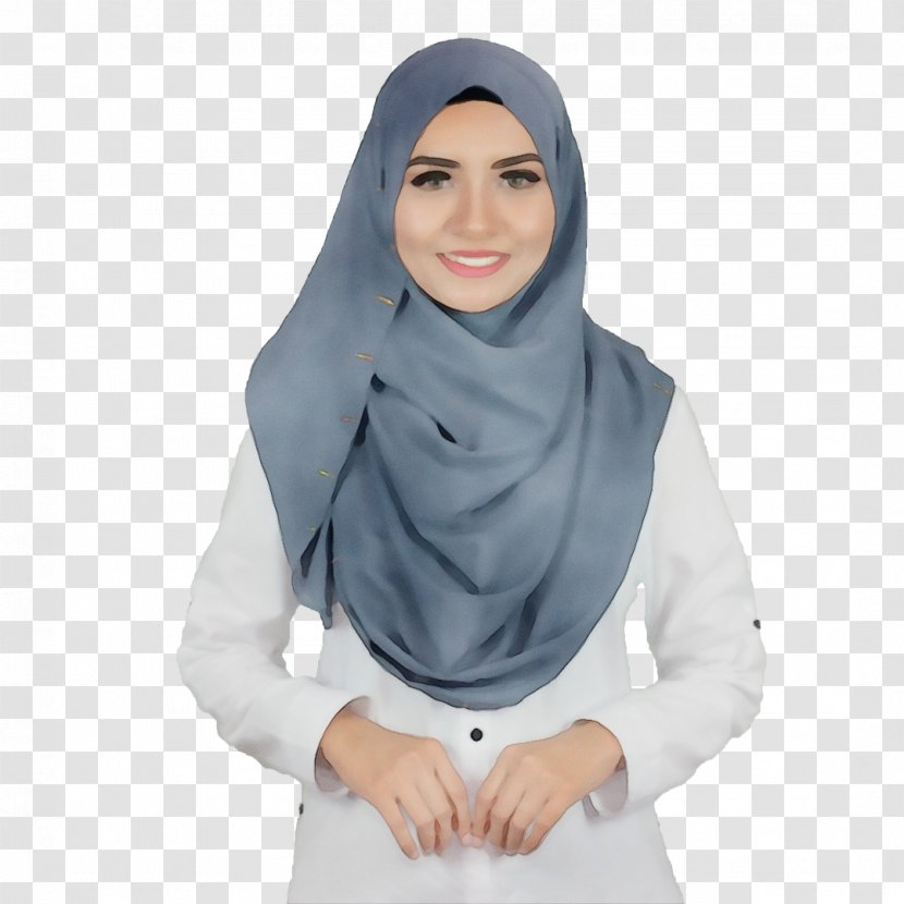 White Blue Clothing Black Grey - Watercolor - Neck Shawl Transparent PNG