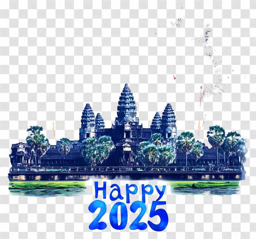 Happy 2025 - Angkor Wat For New Year 2025 Transparent PNG