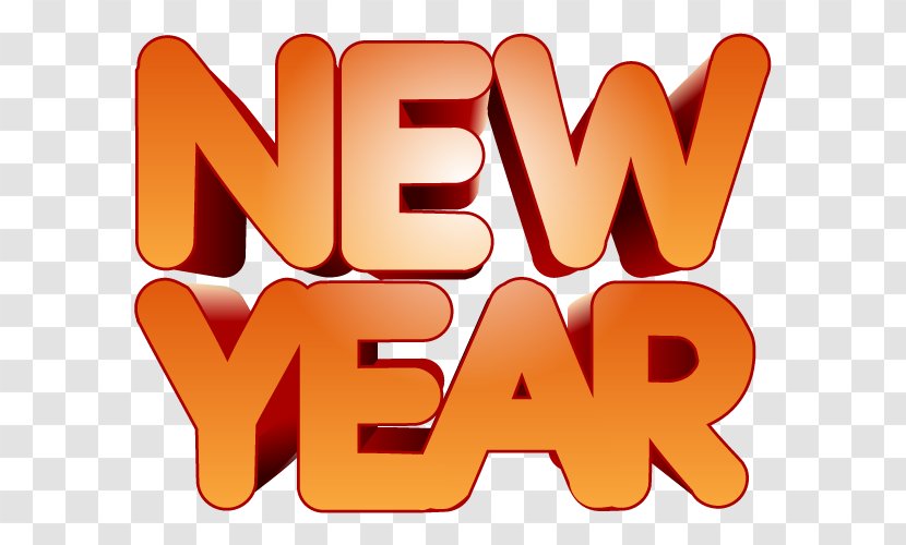 New Year - Greeting - Orange Text. Transparent PNG