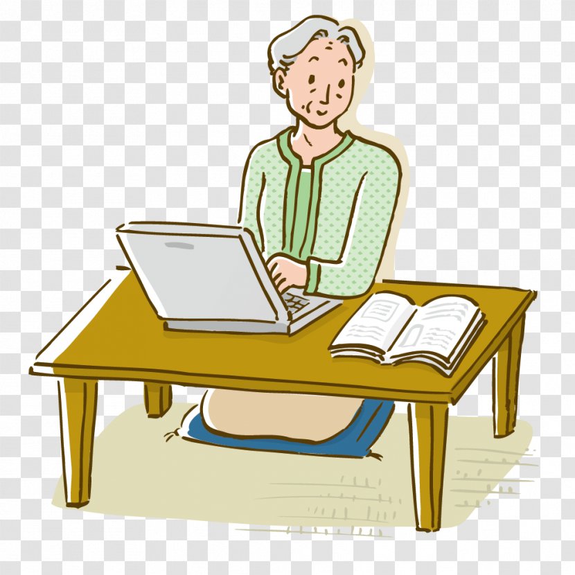 Laptop Illustration - Using A Computer Elderly Transparent PNG