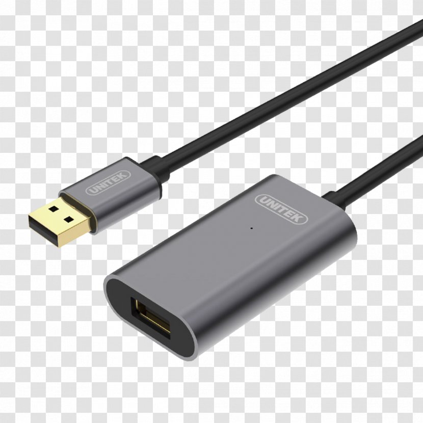 USB 3.0 AC Adapter Unitek Cable 2.0 Active Extension, 10m, Alu., Y-272 - Usb - Laptop Power Cord Extension Transparent PNG