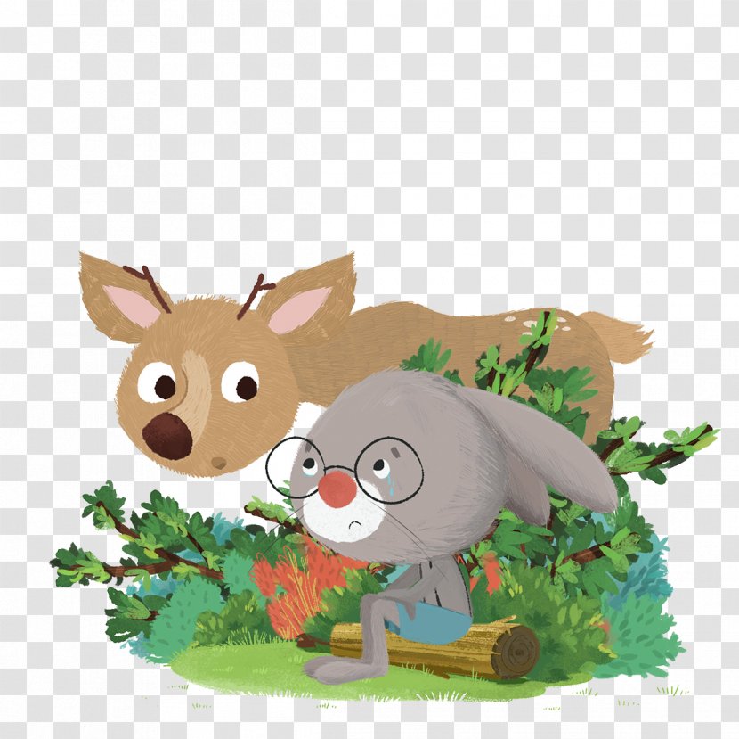 Domestic Rabbit Little Gray Cartoon Illustration - Rabits And Hares - Small Deer Transparent PNG