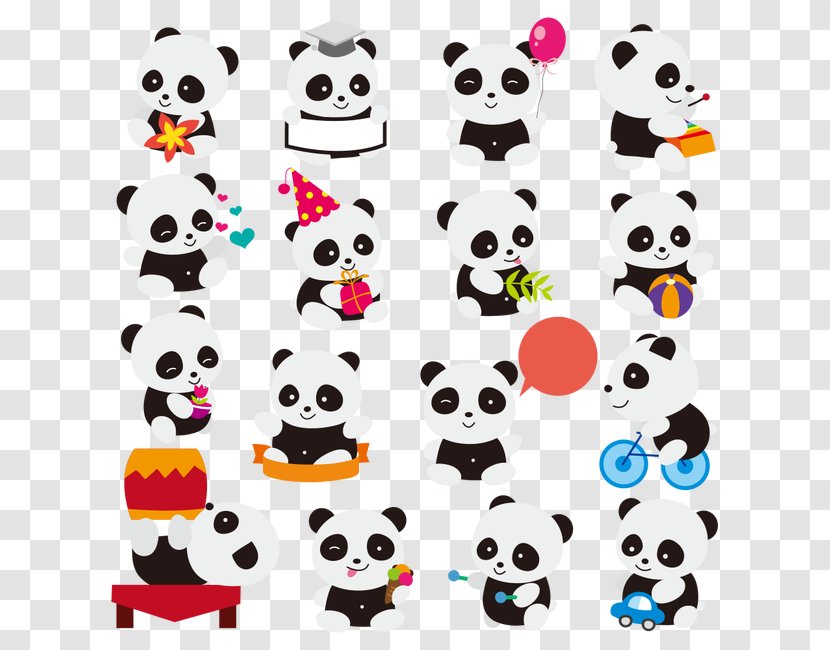 Giant Panda Bear Cuteness Clip Art - Red Transparent PNG