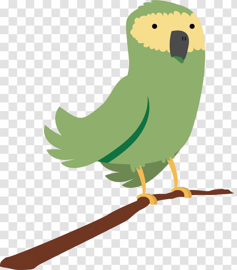 Parrot Bird Euclidean Vector Parakeet - Beak - Hand Painted Green Transparent PNG