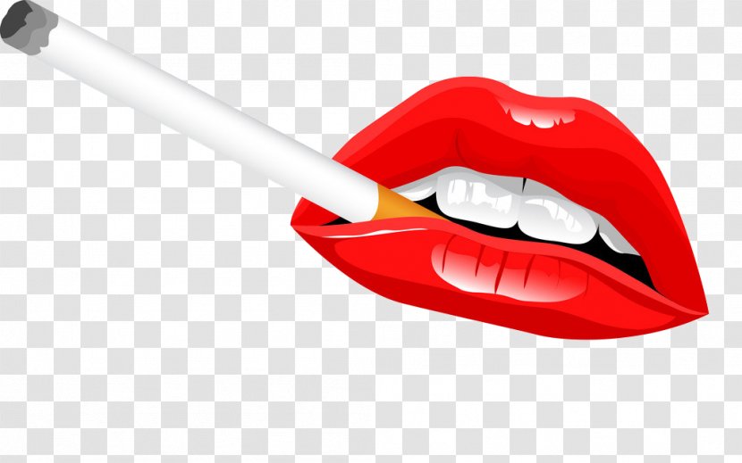 Smoking Lips - Silhouette - Watercolor Transparent PNG