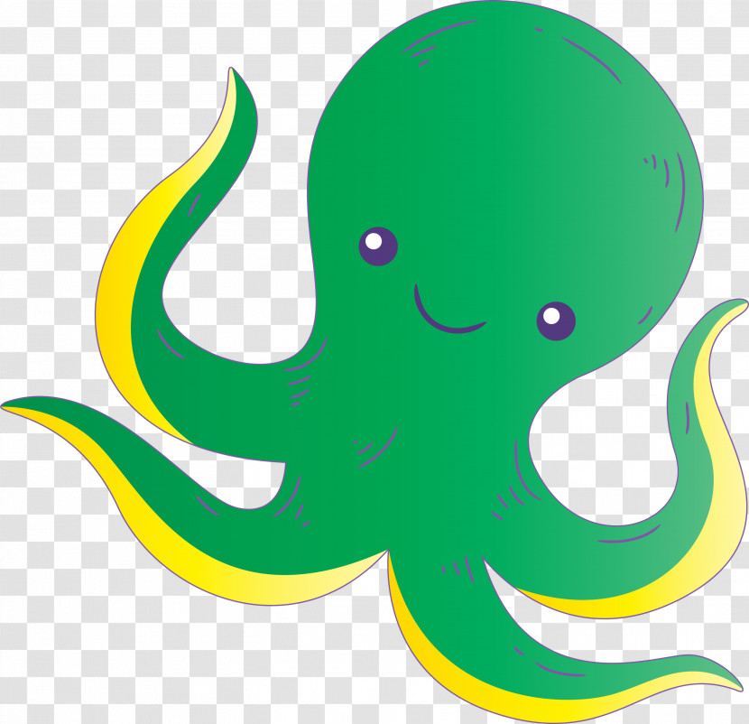 Octopus Giant Pacific Octopus Green Cartoon Octopus Transparent PNG
