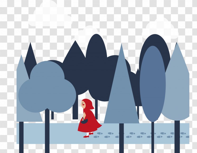 Little Red Riding Hood T-shirt Purple - Walking In The Forest Vector Transparent PNG