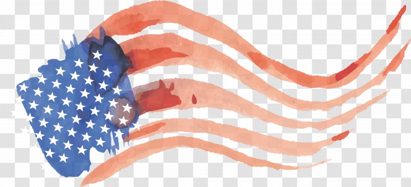 Flag Of The United States - Heart - Wave Watercolor American Transparent PNG