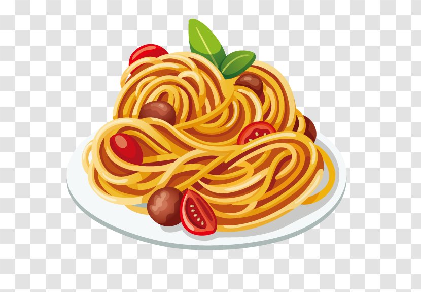 Pasta Italian Cuisine Spaghetti With Meatballs Clip Art - Bucatini - Vector Transparent PNG