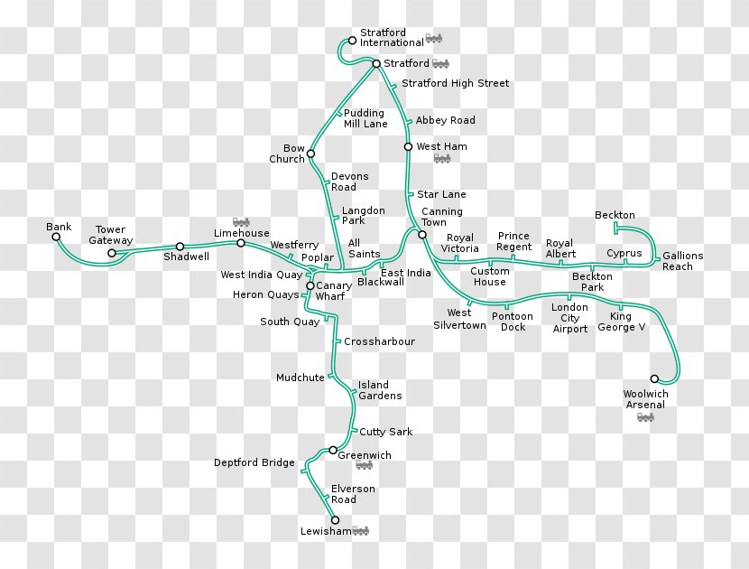Docklands Light Railway London Train Rapid Transit Tower Gateway DLR Station - Map - Rail Transparent PNG