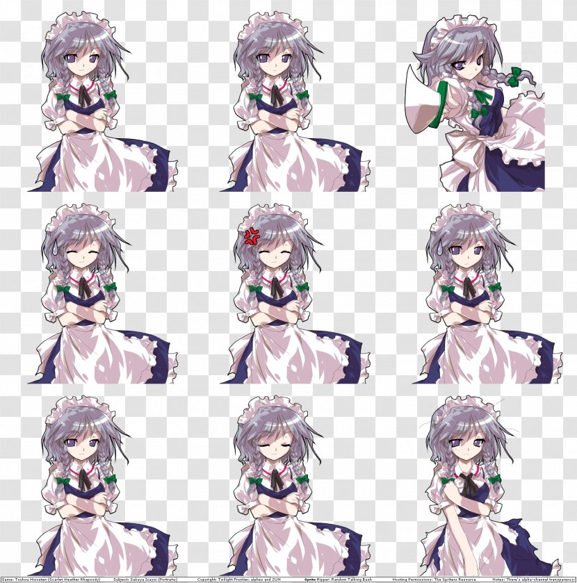 Scarlet Weather Rhapsody Sakuya Izayoi Sprite Video Game - Portrait Transparent PNG