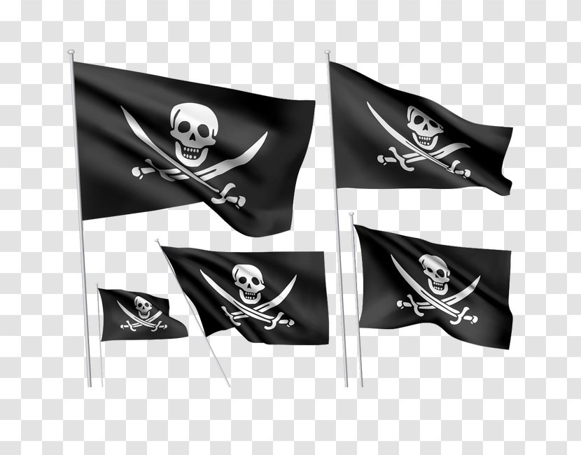 Jolly Roger Piracy Flag Skull And Crossbones - Cranial Skeleton Head Banner Transparent PNG