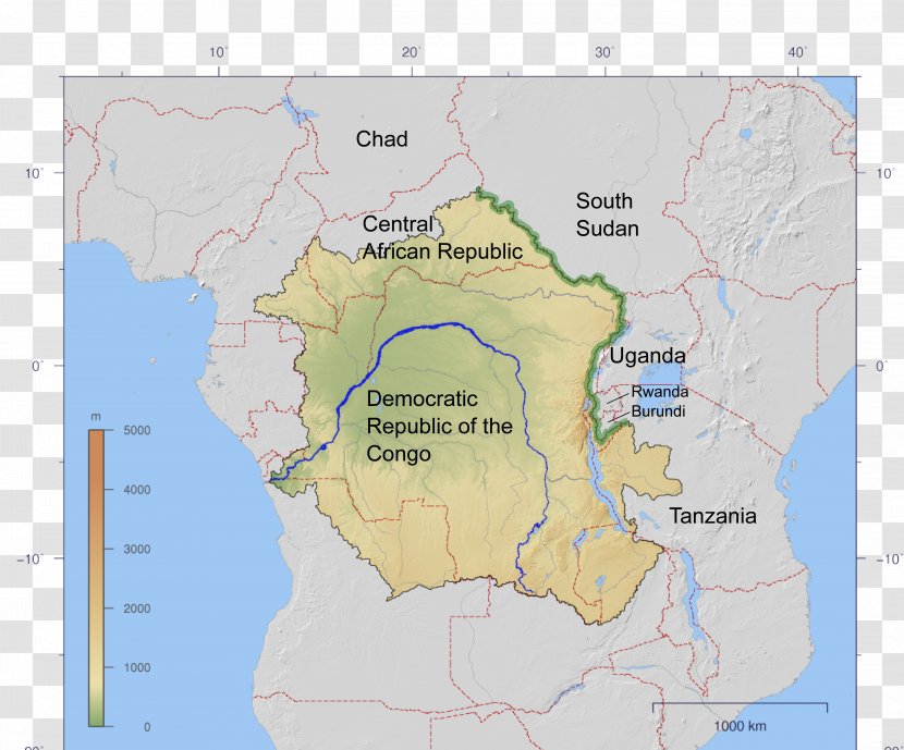 Congo River Basin Congo-Nile Divide Democratic Republic Of The - Map Transparent PNG