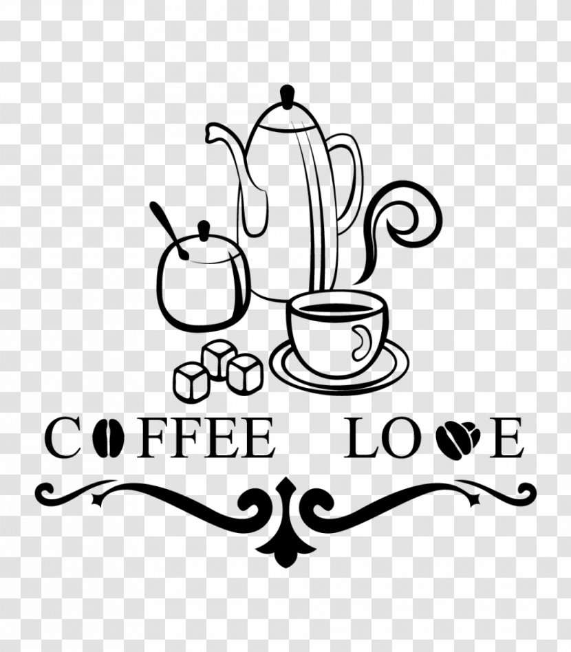Kitchen Bathroom Home Drawing Clip Art - Black And White - Coffee Love Transparent PNG