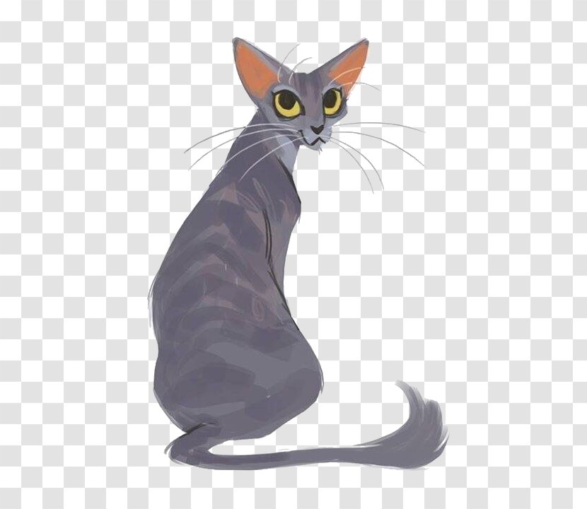 Oriental Shorthair Abyssinian Egyptian Mau Siamese Cat Kitten - Cartoon Gray Transparent PNG